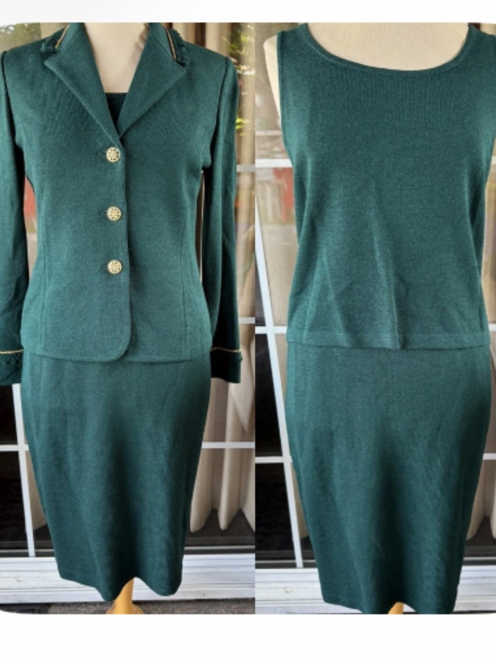 St. John Collection Teal Green Knit Pencil Skirt
